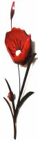 Metal Wall Art - Single Red Poppy Floral Stem
