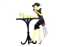 Metal Wall Art - Paris Lady Cafe Scene