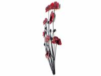 Metal Wall Art - Poppy Flower Bunch Black Stems