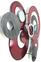 Metal Wall Art - Red Linked Circle Disc Abstract
