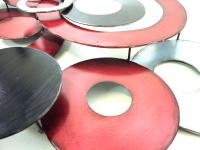 Metal Wall Art - Red Linked Circle Disc Abstract