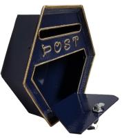 Metal Wall Mounted Hexagon Post Box - Blue