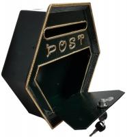 Metal Wall Mounted Hexagon Post Box - Green