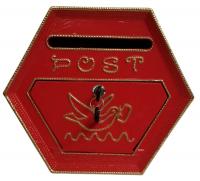 Metal Wall Mounted Hexagon Post Box - Red