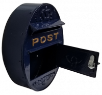 Metal Wall Mounted Oval Post Box - Blue