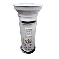 Replica Royal Mail ER Pillar Post Box Or Letter Box - White, Small