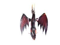 Small Blush Red Metal Winged Dragon Statue