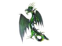 Small Green Metal Winged Dragon Statue