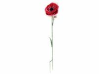Small Metal Garden Flower Stake - Red Poppy