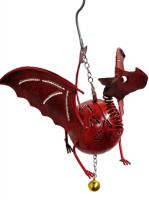 Small Metal Hanging Ornament With Bell - Dragon