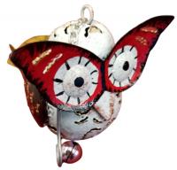 Small Metal Hanging Ornament With Bell - Owl