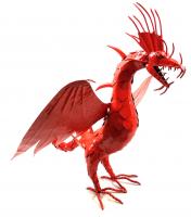 Small Red Intricate Metal Winged Dragon Statue