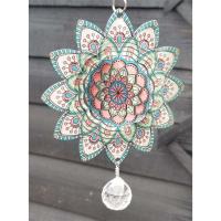 Stainless Steel Wind Spinner - Small Baby Shades Of Green Flower Colour Design