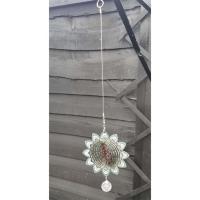 Stainless Steel Wind Spinner - Small Baby Shades Of Green Flower Colour Design