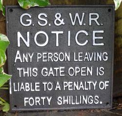 Cast Iron Sign - GS & WR Train Railway Notice