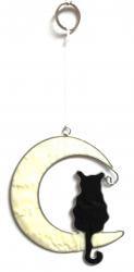 Elegant Resin Suncatcher - Black Cat on the Moon Design
