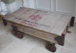 Industrial Wine Warehouse Cart Coffee Table