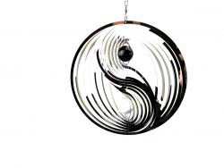 Large Ying And Yang Stainless Steel Wind Spinner With Crystal Balls