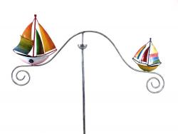 Metal Garden Wind Vane Spinner - Colour Sailing Boats Ship Design