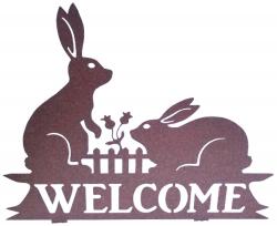 Metal Rabbit Garden Welcome Sign Stake
