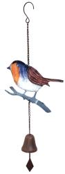 Metal Rustic Decorative Hanging Bell - Robin Bird Design
