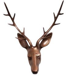 Metal Wall Art - Large Copper Deer Stag Head