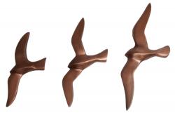 Metal Wall Art - Set of 3 Copper Flying Seagull Birds