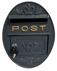 Metal Wall Mounted Oval Post Box - Grey