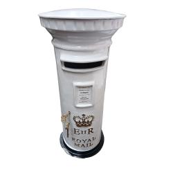 Replica Royal Mail ER Pillar Post Box Or Letter Box - White, Small