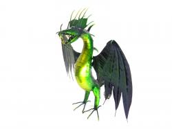 Small Green Metal Winged Dragon Statue
