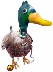 Small Metal Hanging Ornament With Bell - Duck