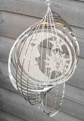 Stainless Steel Sun, Moon and Stars Wind Spinner