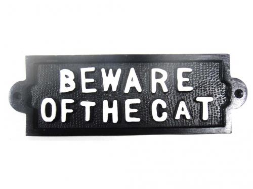 Cast Iron Sign - Beware Of The Cat