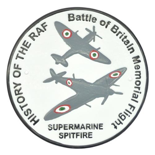 Cast Metal Sign - Battle Of Britain Memorial Spitfire Flight Plaque