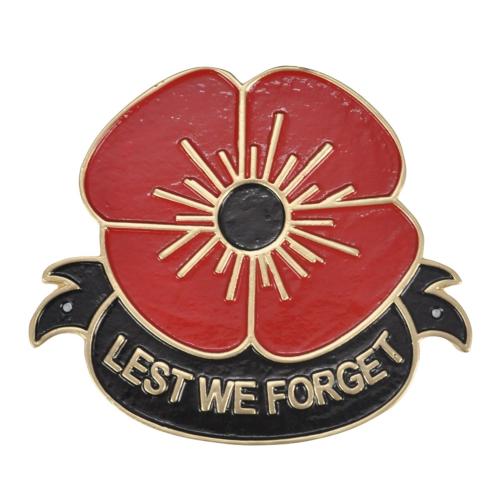 Cast Metal Sign - Lest we Forget Poppy Plaque