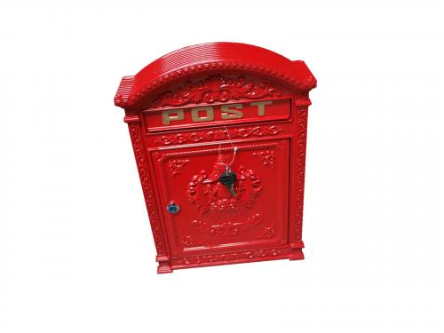 Cast Metal Wall Mounted Post Box - Red