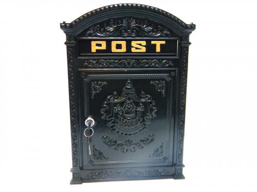 Cast Metal Wall Mounted Post Box - Vintage Green