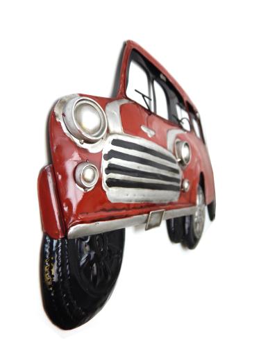 Contemporary Metal Wall Art - Red Classic Mini Cooper