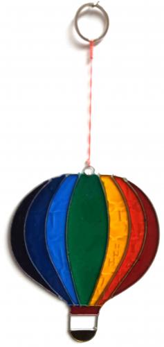 Elegant Resin Suncatcher - Rainbow Hot Air Balloon Design