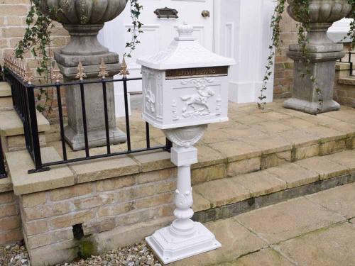 Freestanding White Letter Post Box