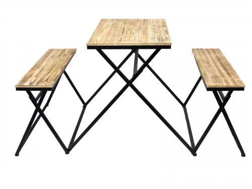 Industrial Rectangular Folding Table and Benches