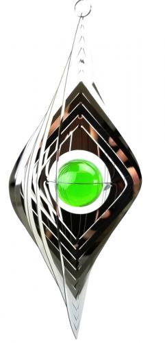 Large Rhombus Stainless Steel Wind Spinner With Crystal Ball