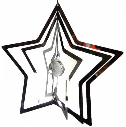 Large Star Stainless Steel Wind Spinner With Crystal