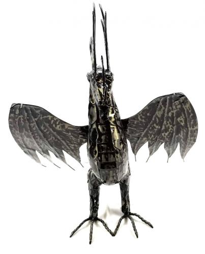 Small Intricate Metal Winged Dragon Statue