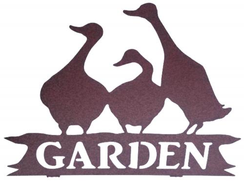 Metal Duck Family Garden Sign Stake