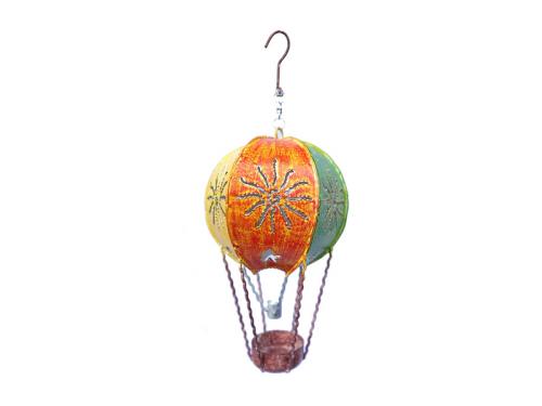 Metal Garden Ornament - Hanging Multicoloured Hot Air Ballloon