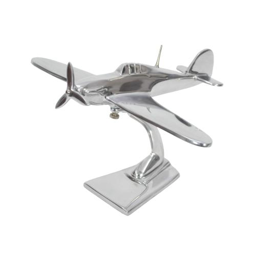Metal Sculpture - RAF Hurricane Aeroplane Ornament On Display Stand