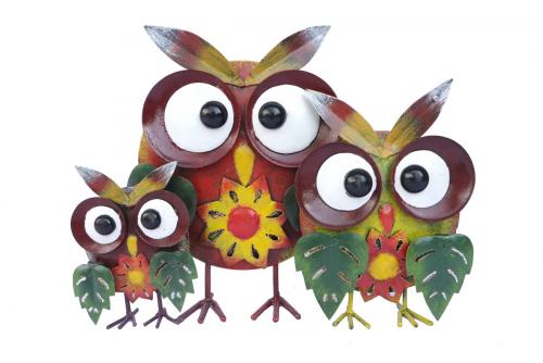 Metal Sculpture - Owl Family Ornament