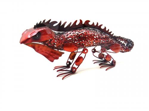 Metal Sculpture - Red Lizard Ornament