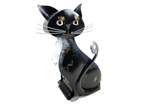 Metal Tuxedo Cat Ornament and Candle Holder